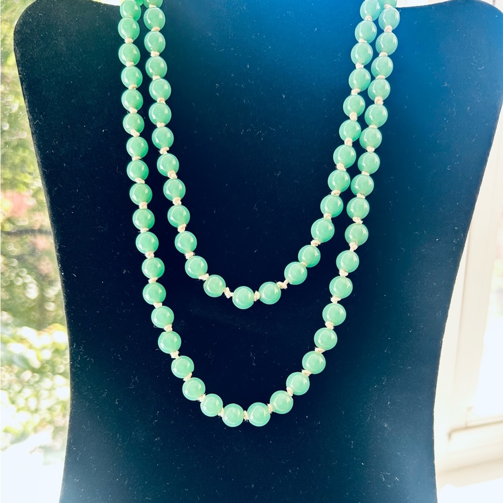 “Pass the Mints Please “ ~ One Strand of Jadite Glass Color Delight!